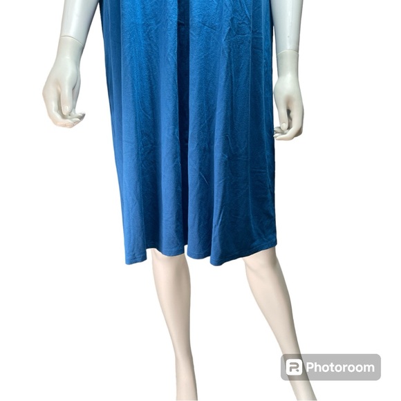 J. Jill Wearever Collection Blue Pleated Shirt Dress V Neck Women's Size 1X - Picture 3 of 8
